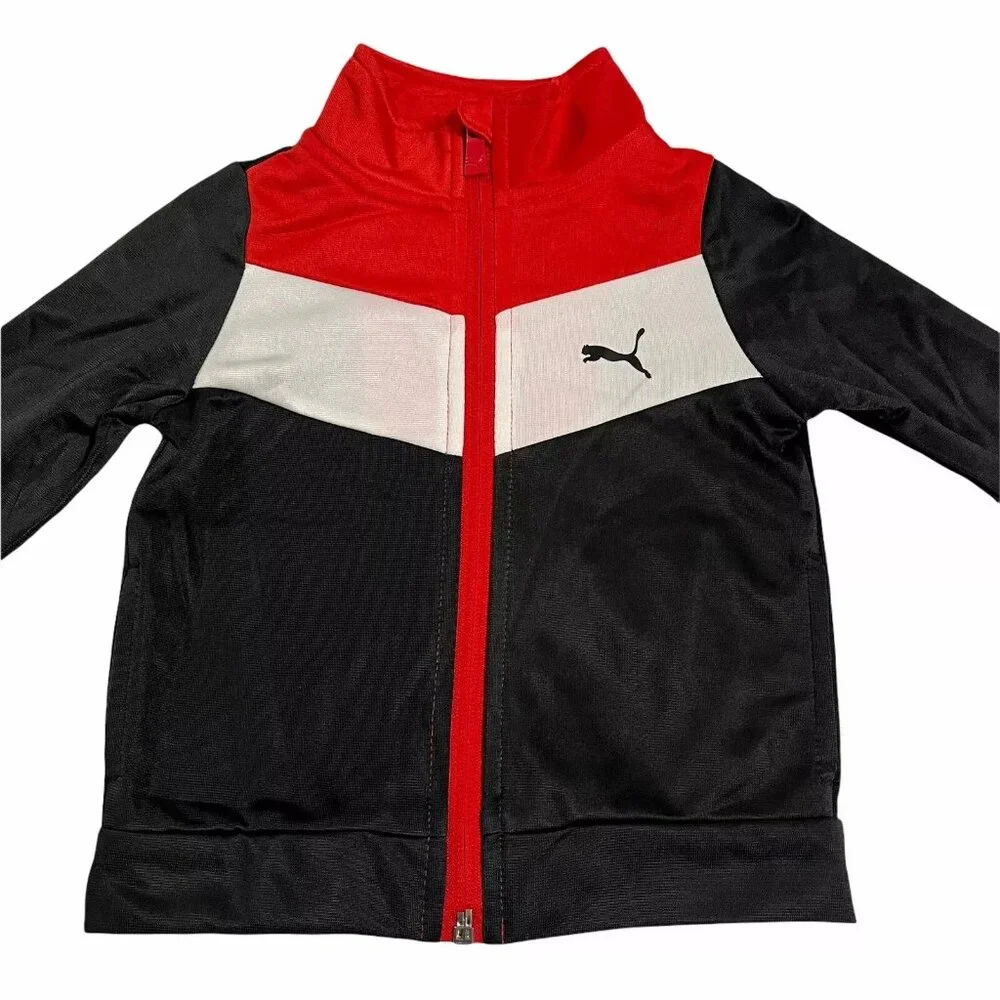 Puma‎ Baby Infant Boys Track Jacket & Joggers Outfit Set Sz 12 Months Black/ Red - Picture 13 of 13